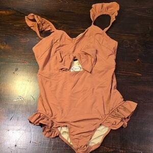 Mia Joy Rust Girls Bow Swimwear Swimsuit